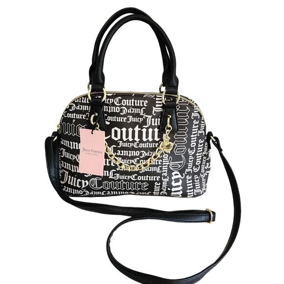 Juicy Couture Logo Satchel Dome Black & White Crossbody Y2k New with tags - Picture 1 of 10
